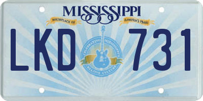 MS license plate LKD731