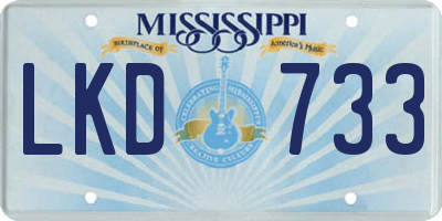 MS license plate LKD733