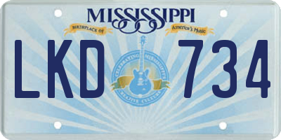 MS license plate LKD734