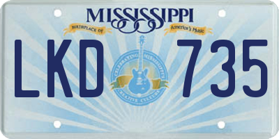 MS license plate LKD735