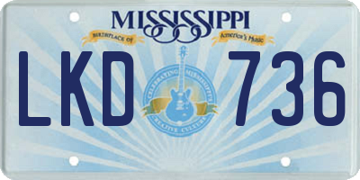 MS license plate LKD736