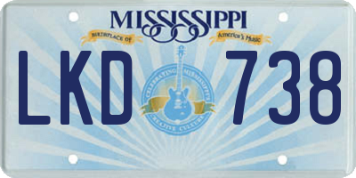 MS license plate LKD738
