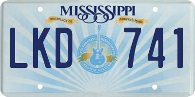 MS license plate LKD741