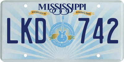 MS license plate LKD742