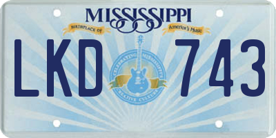 MS license plate LKD743