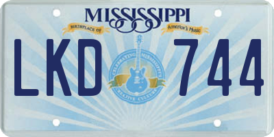 MS license plate LKD744