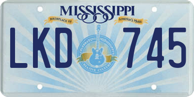 MS license plate LKD745