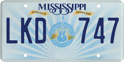 MS license plate LKD747