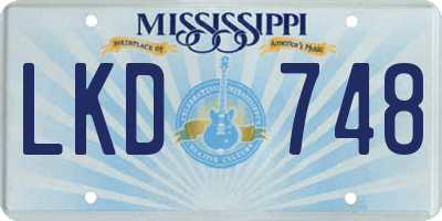 MS license plate LKD748
