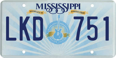 MS license plate LKD751