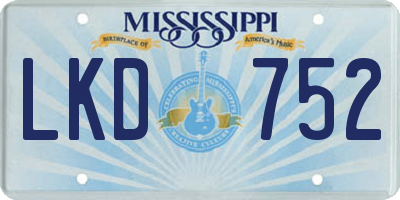 MS license plate LKD752