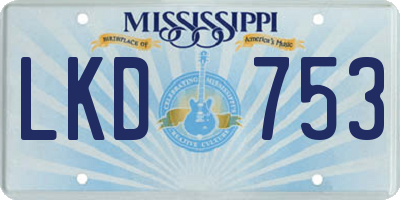 MS license plate LKD753