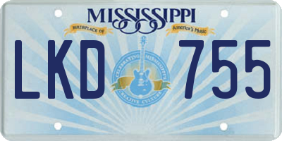 MS license plate LKD755