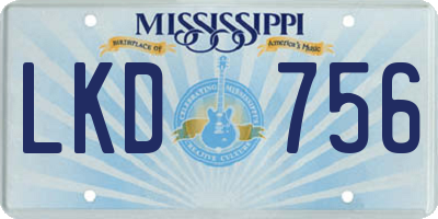 MS license plate LKD756