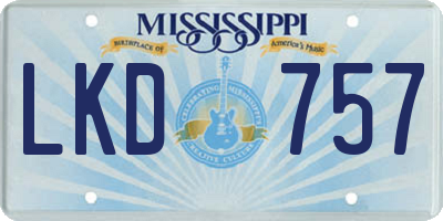MS license plate LKD757