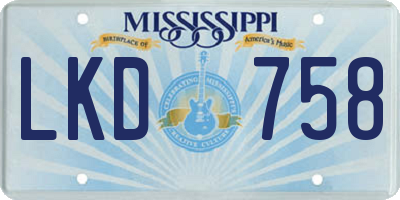 MS license plate LKD758