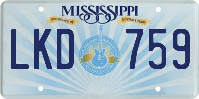 MS license plate LKD759