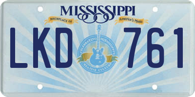 MS license plate LKD761
