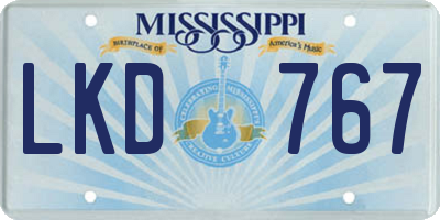MS license plate LKD767