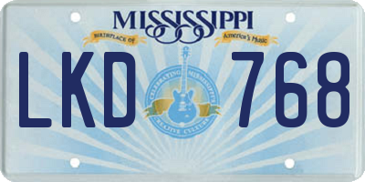 MS license plate LKD768