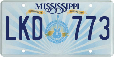 MS license plate LKD773