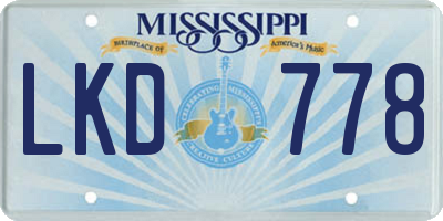 MS license plate LKD778
