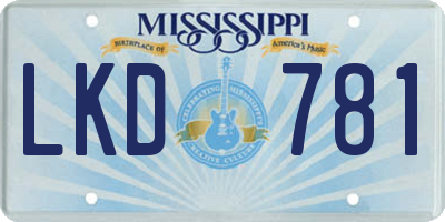 MS license plate LKD781