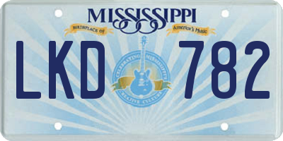 MS license plate LKD782
