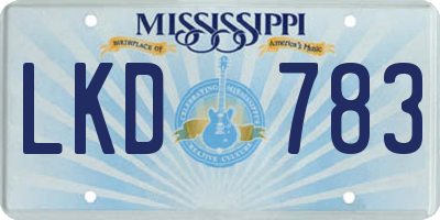 MS license plate LKD783