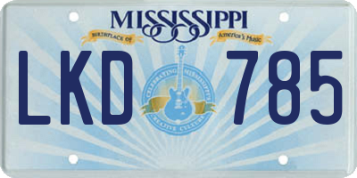 MS license plate LKD785