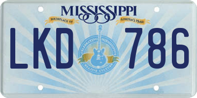 MS license plate LKD786