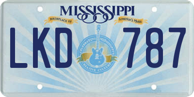 MS license plate LKD787