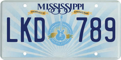 MS license plate LKD789