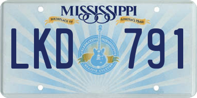MS license plate LKD791