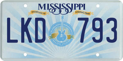 MS license plate LKD793