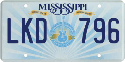 MS license plate LKD796