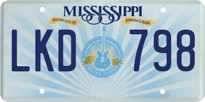 MS license plate LKD798
