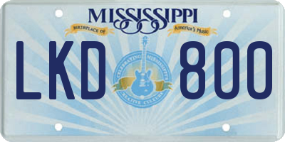 MS license plate LKD800