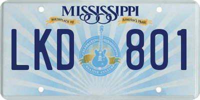 MS license plate LKD801