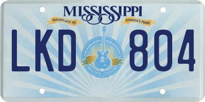 MS license plate LKD804
