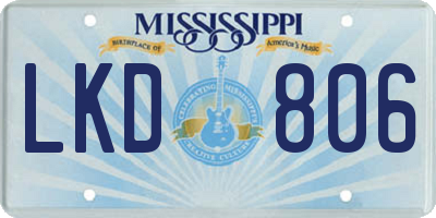 MS license plate LKD806