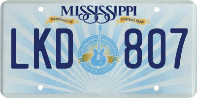 MS license plate LKD807