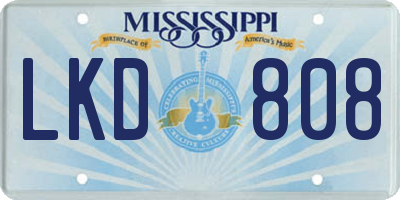 MS license plate LKD808