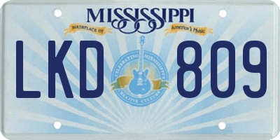 MS license plate LKD809