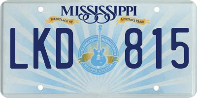 MS license plate LKD815