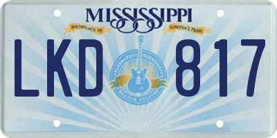 MS license plate LKD817