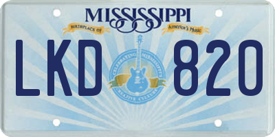 MS license plate LKD820