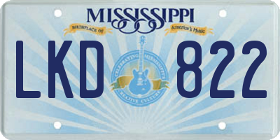 MS license plate LKD822