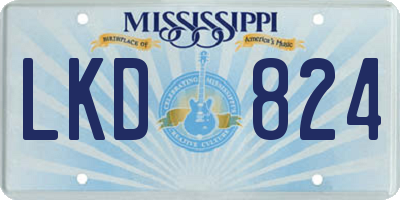 MS license plate LKD824