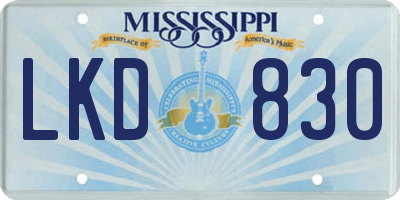 MS license plate LKD830